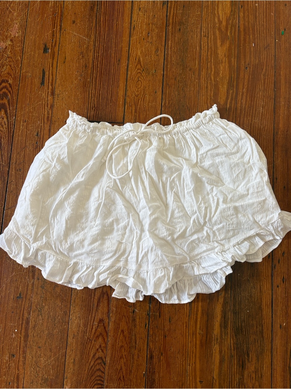 Free People White Ruffle-Hem Mini Skirt